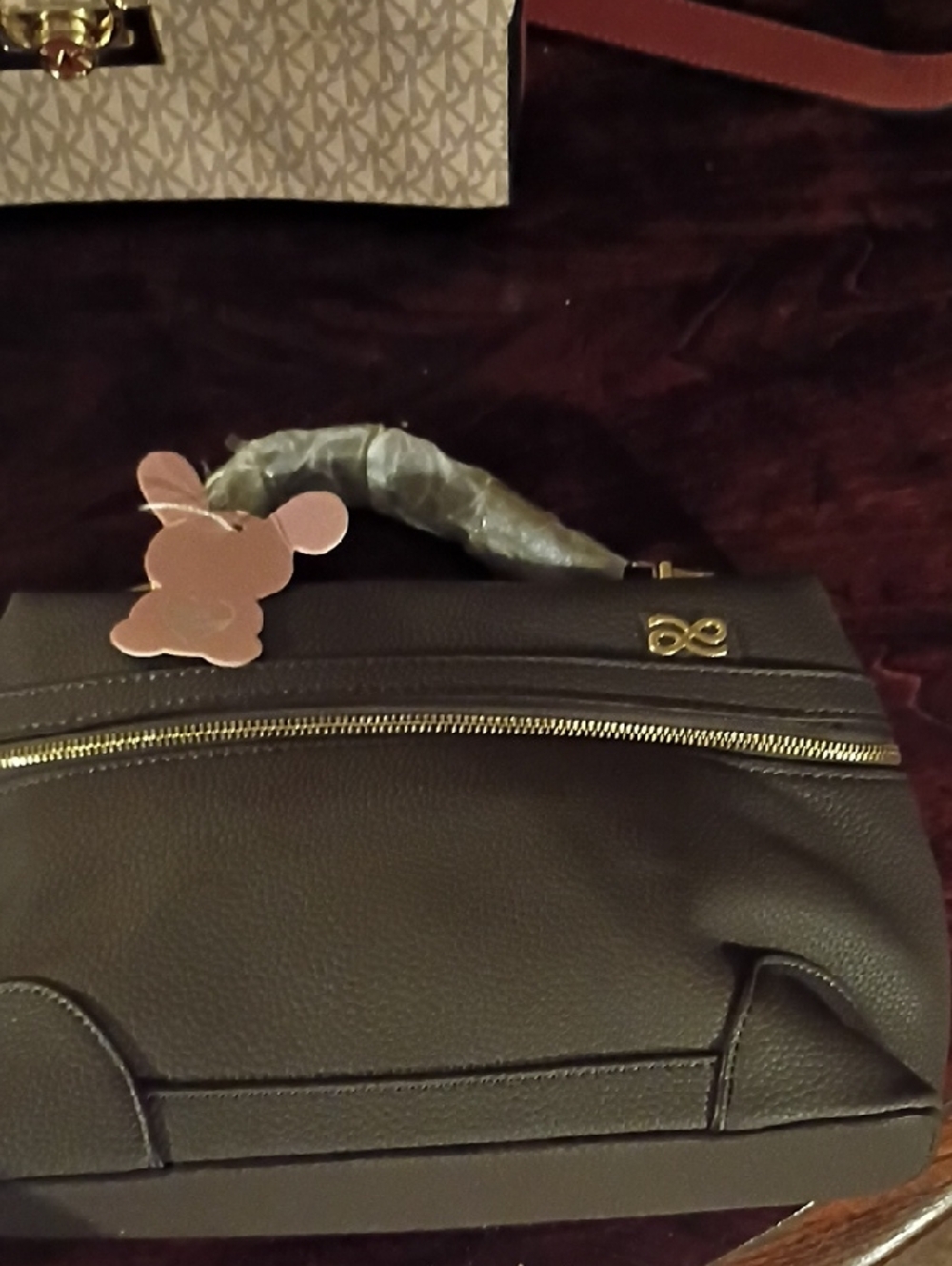 Structured Dark Brown Satchel with Gold Accent - Women's Handbag